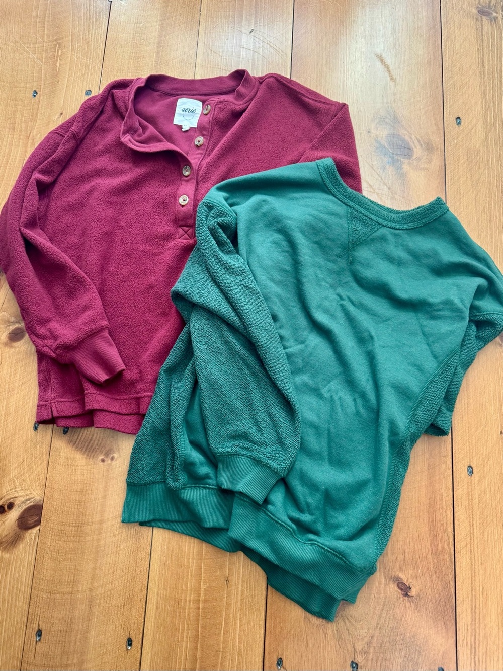 Aerie Sweatshirt Bundle Henley Crewneck Oversized Green Burgundy S